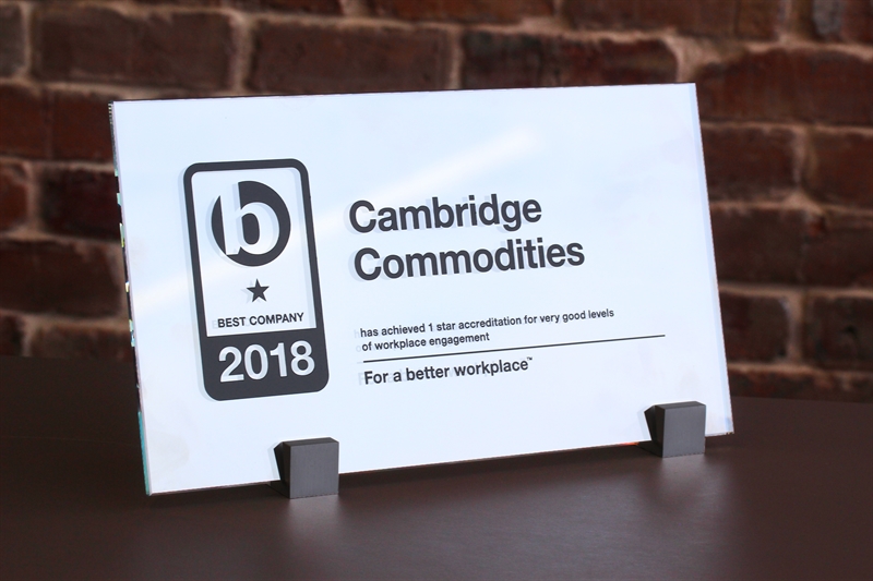 Cambridge Commodities Awarded 1-Star Best Companies Accreditation