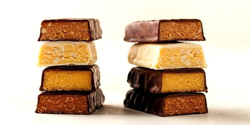 Stack of energy protein bars